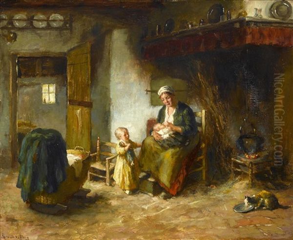 The Herder's Home Oil Painting by Bernard Johann De Hoog