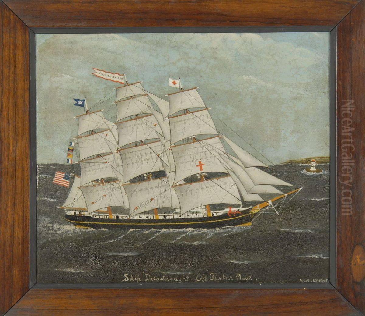 Ship Dreadnaught Off Tuskar Rock Oil Painting by Wilfred Molson Barnes