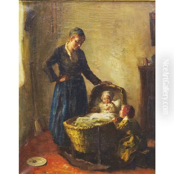 Amusing The Baby Oil Painting by Bernard de Hoog