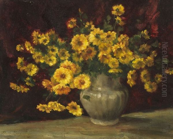 Gelbe Blumen In Einer Vase Oil Painting by Bernard de Hoog