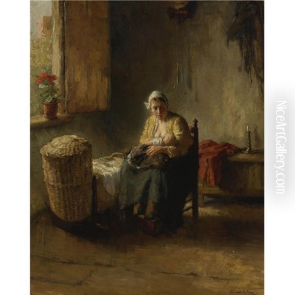 The Mother Oil Painting by Bernard Johann De Hoog