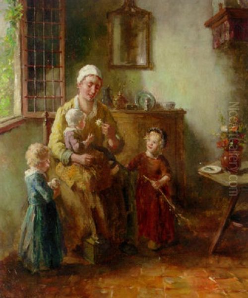 Motherly Love Oil Painting by Bernard de Hoog