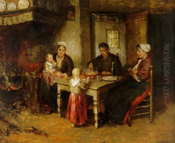 Evening Meal Oil Painting by Bernard de Hoog