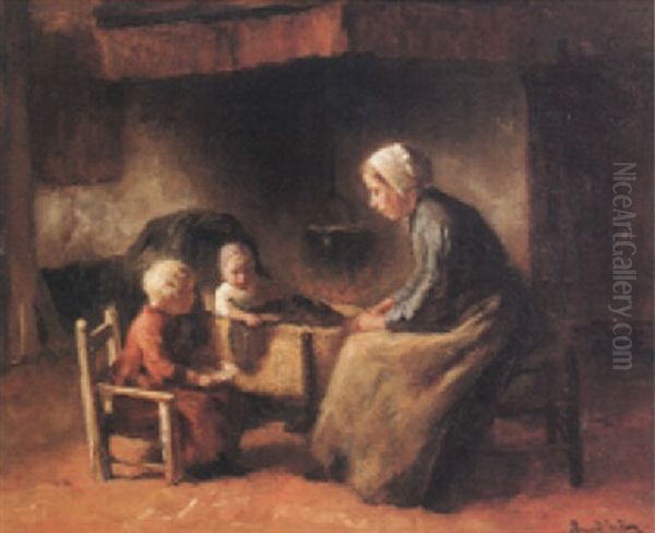 Feeding Time Oil Painting by Bernard Johann De Hoog