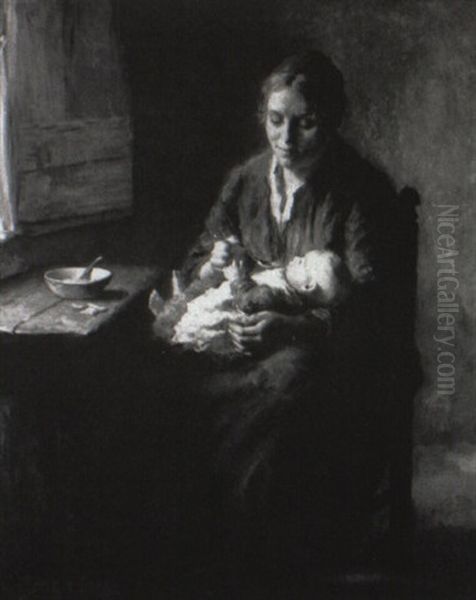 Mother's Happiness Oil Painting by Bernard de Hoog