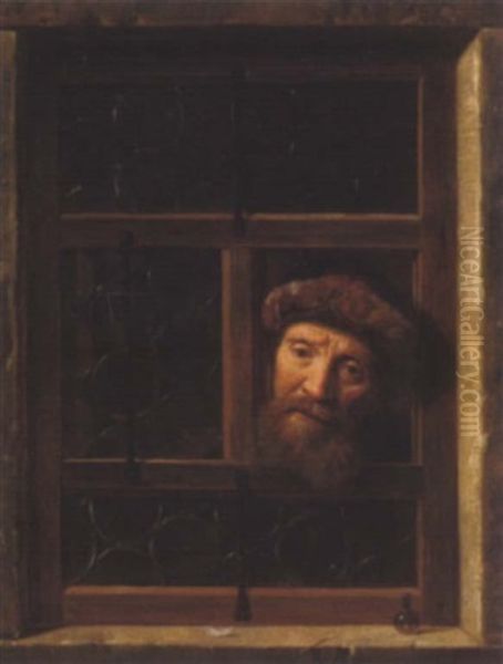 Der Mann Im Fenster Oil Painting by Samuel Van Hoogstraten
