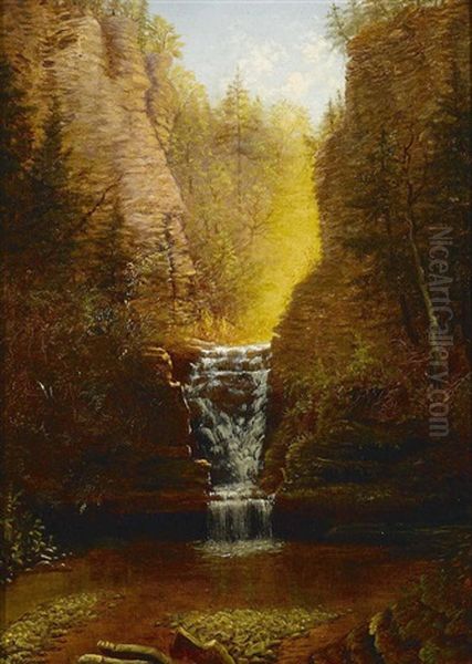 Curtain Cascade, Havana Glen, New York Oil Painting by James Hope