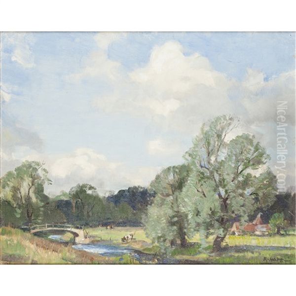Summer Pastures Oil Painting by Robert Hope