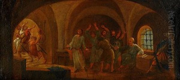 Sokrates Med Giftbagaren I Fangelset Oil Painting by Pehr Hoerberg