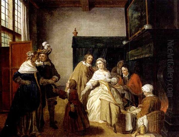 Der Besuch Oil Painting by Jan Josef Horemans the Elder