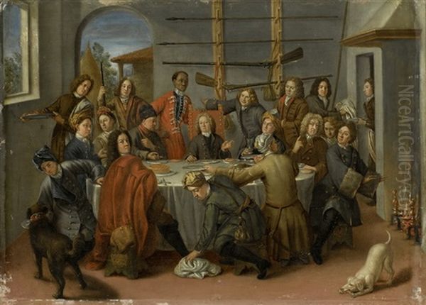 Mahl Einer Vornehmen Gesellschaft Oil Painting by Pieter Jacob Horemans