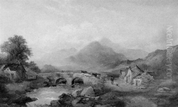 View Of Snowden, North Wales Oil Painting by Joseph Horlor