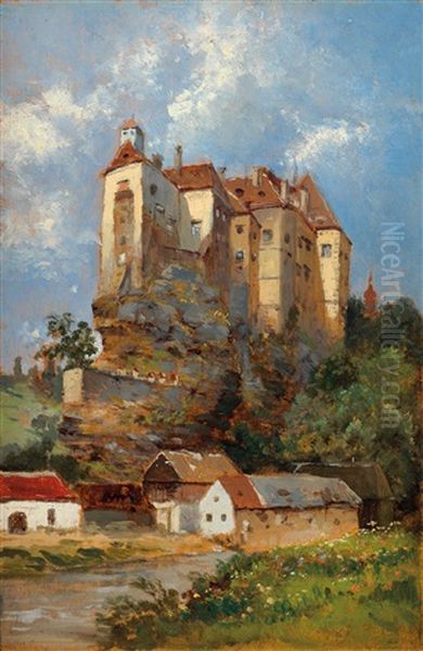 Blick Auf Schlos Raabs Oil Painting by Theodor von Hoermann