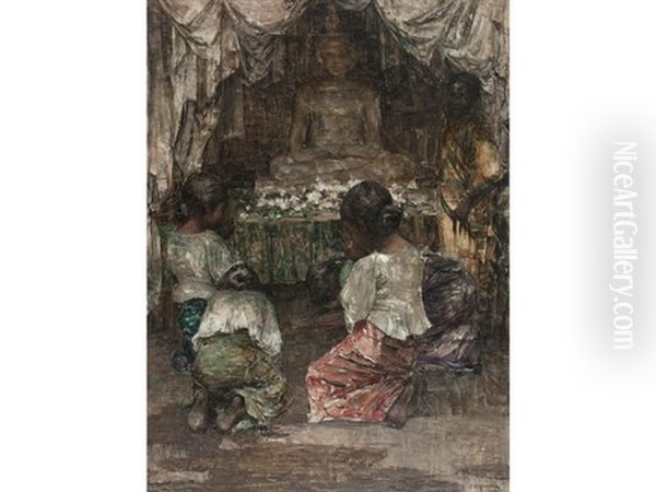 Before The Buddha Oil Painting by Edward Atkinson Hornel