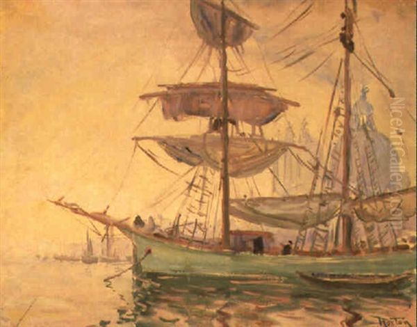 Green Ship, Grand Canal, Venice Oil Painting by William Samuel Horton
