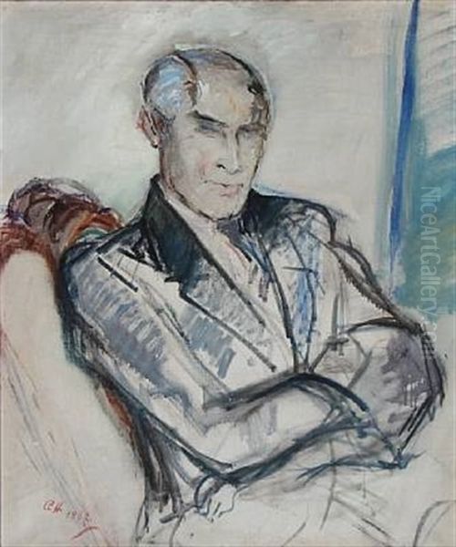 Portrait Of The Danish Artist Sven Brasch Oil Painting by Annette Houth