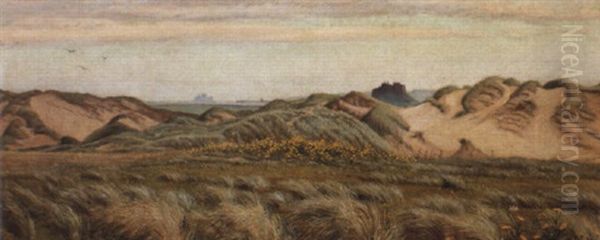 The Northcumberland Coast At Bamburgh Oil Painting by George Howard