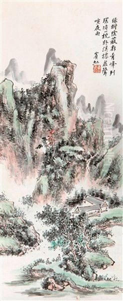 Landscape And Character Oil Painting by Huang Binhong