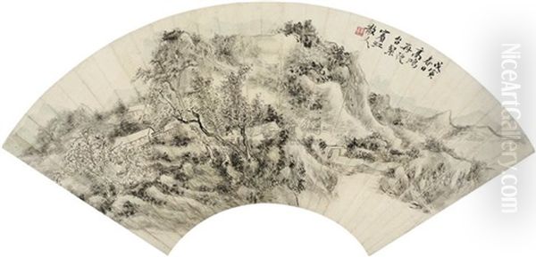 Landscape And Character Oil Painting by Huang Binhong