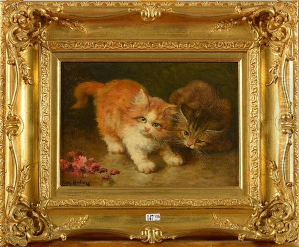 Chatons Oil Painting by Leon Charles Huber
