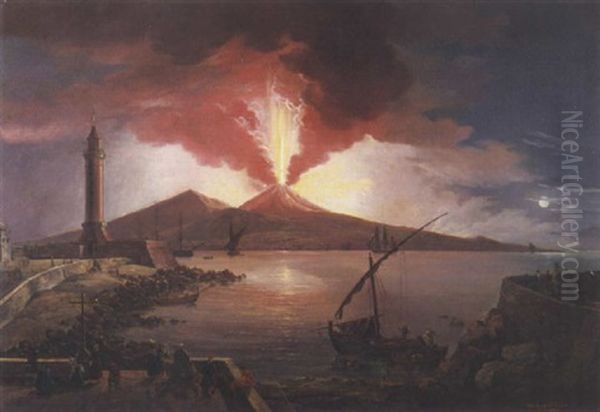 Der Ausbruch Des Vesuv Oil Painting by Wilhelm Jakob Huber