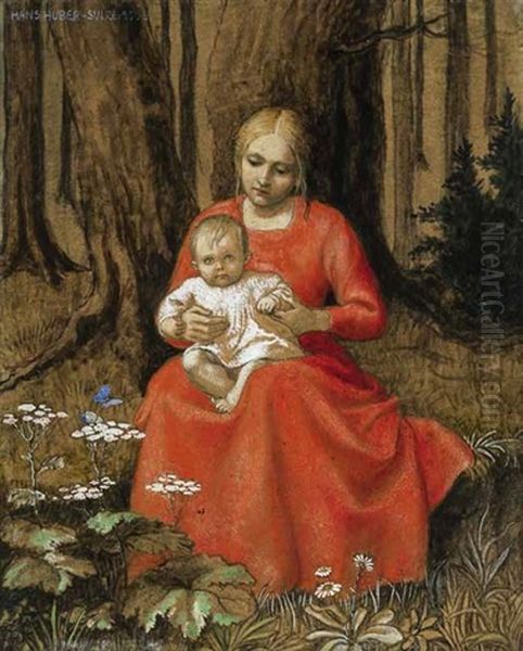 Madonna Im Walde Oil Painting by Hans Huber-Sulzemoos