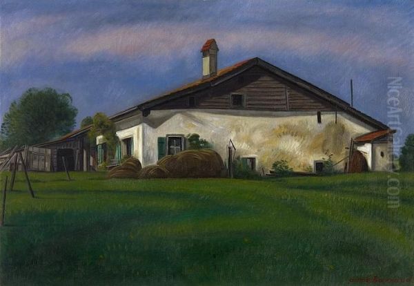 Ferme Jurassienne Oil Painting by Aime Barraud