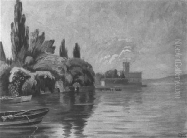 Schlos Montfort Oil Painting by Karl Huebschmann