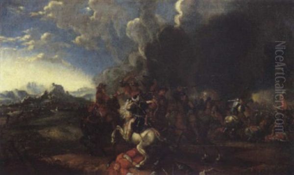 Battaglia Tra Cavalieri Turchi E Cristiani Oil Painting by Jan van Huchtenburg