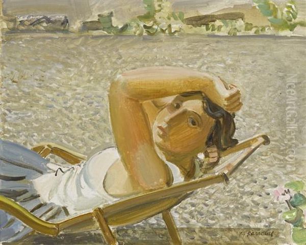 Petite Figure En Jardin Oil Painting by Maurice Barraud