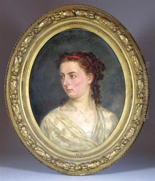 Portrait De Sa Fille A L'age De Dix-huit Ans Oil Painting by Paul Huet
