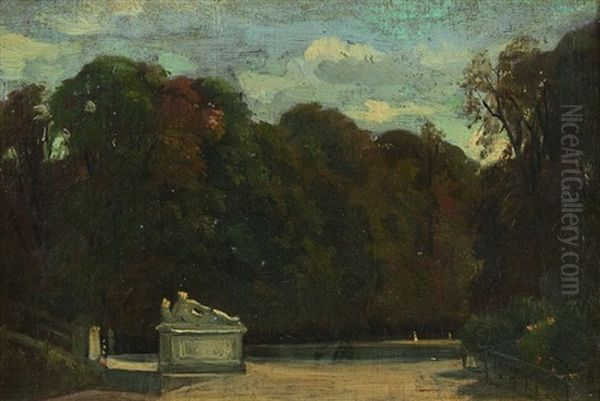 Le Jardin Des Tuileries Oil Painting by Paul Huet
