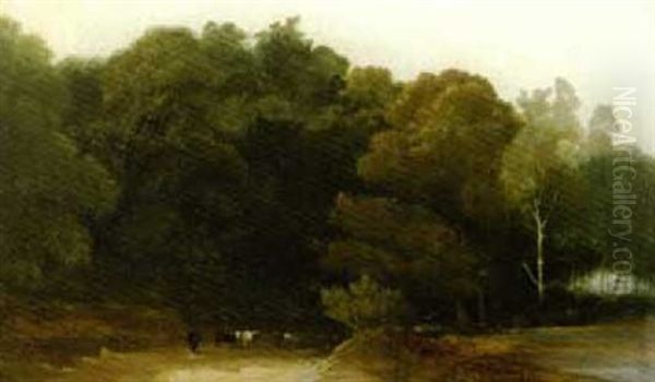 Chemin Au Bord De La Foret Oil Painting by Paul Huet