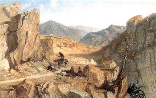Les Gorges D'escarona, Col De Brans Oil Painting by Paul Huet
