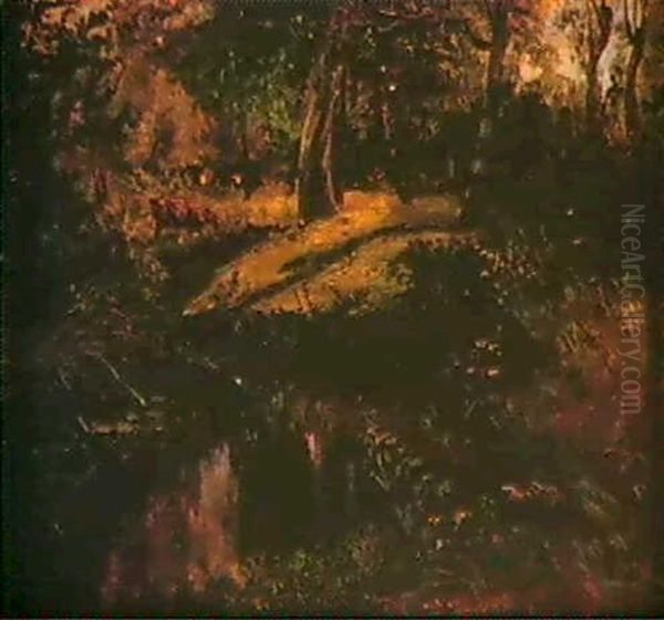 Vaches Dans Un Sous Bois Oil Painting by Paul Huet