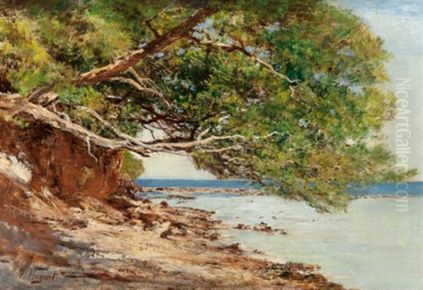 Coastal Scene Oil Painting by Victor Pierre Huguet
