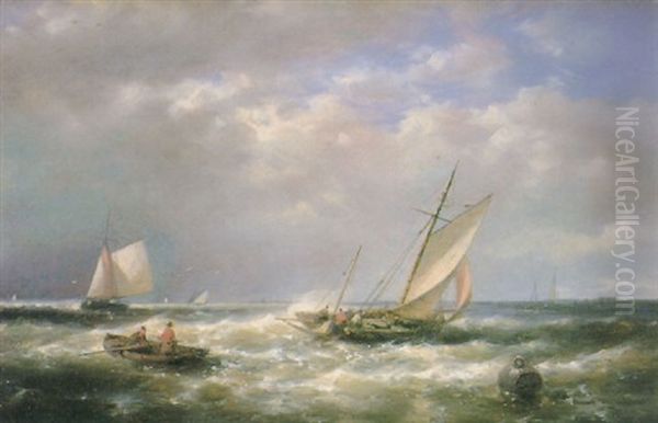 Shipping Off The Coast Oil Painting by Abraham Hulk the Elder