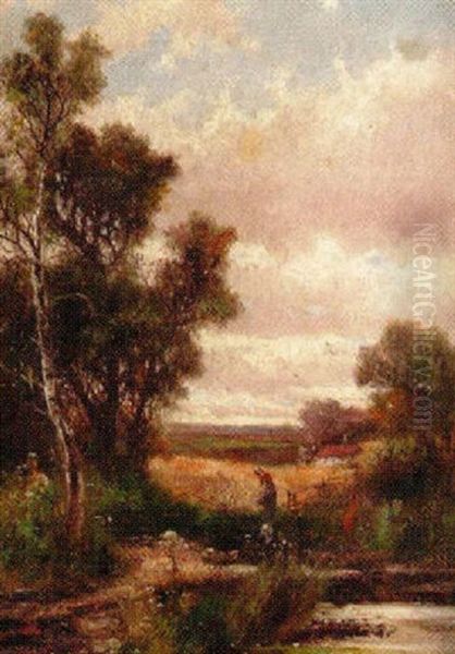Country Landscapes With Peasant Girl Oil Painting by Abraham Hulk the Younger