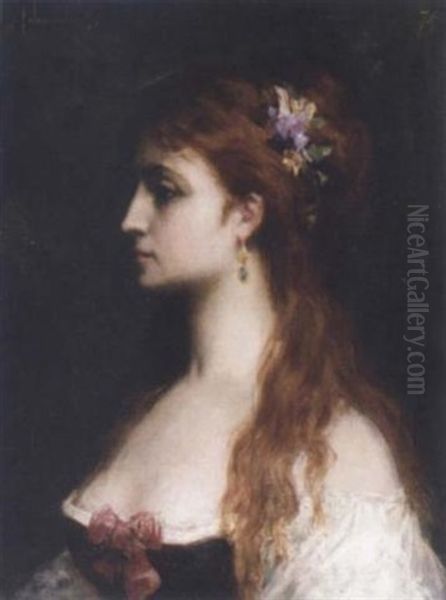 Portrait Of A Young Lady Oil Painting by Ferdinand Jacques Humbert