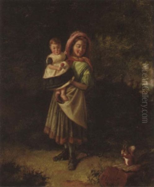 The Squirrel Oil Painting by Charles Hunt the Younger