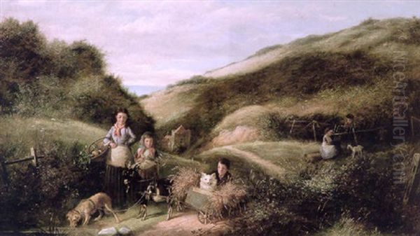 An Easy Ride (the Downs Overlooking Hastings?) Oil Painting by Charles Hunt