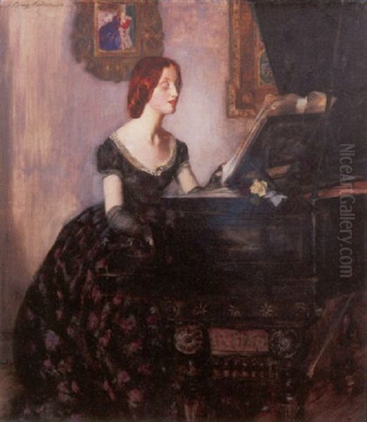 Portrait Of The Artist's First Wife, Mary Hunter Oil Painting by John Young Hunter