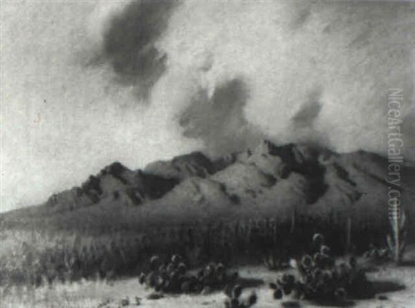 Santa Catalina Mountains Oil Painting by John Young Hunter