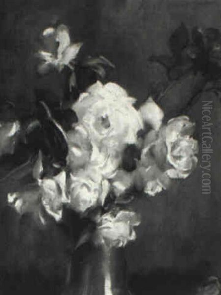 Roses In Full Bloom Oil Painting by John Young Hunter