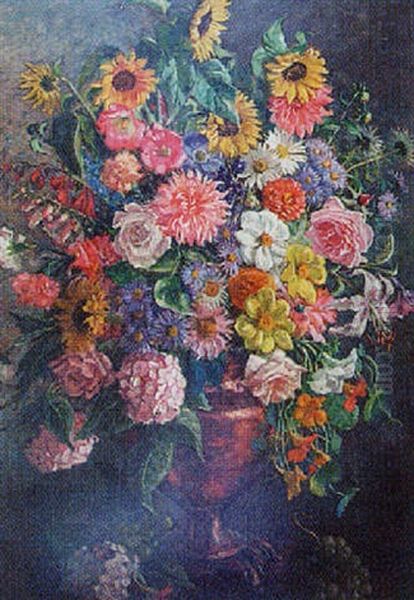 Still Life Of An Arrangement Of Flowers Oil Painting by Mary Ethel Young Hunter