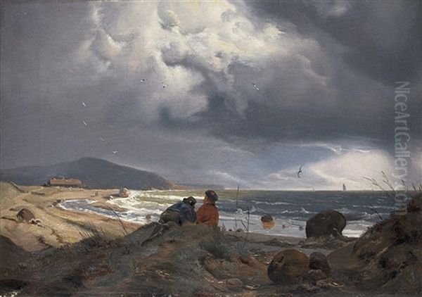 Gathering Storm On The Coast Oil Painting by Werner Hunzinger