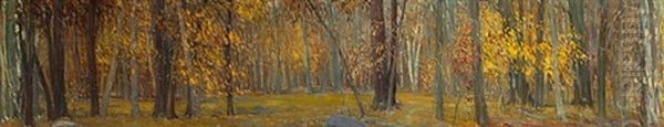 Golden Autumn Oil Painting by Frederick William Hutchison
