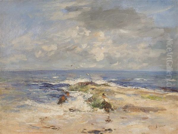 Carnoustie Shore Oil Painting by Robert Gemmell Hutchison