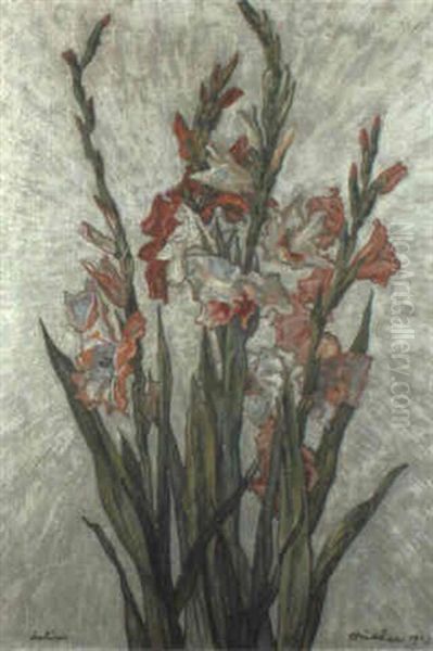 Gladiolen Oil Painting by Julius Huether