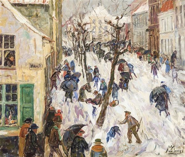 Un Dimanche Dans La Neige Oil Painting by Modest Huys